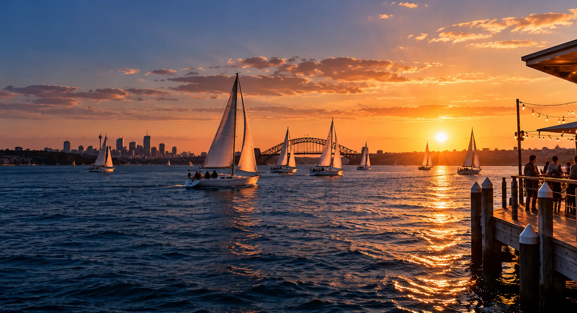 Illustrative: Sunset light across Sydney Harbour